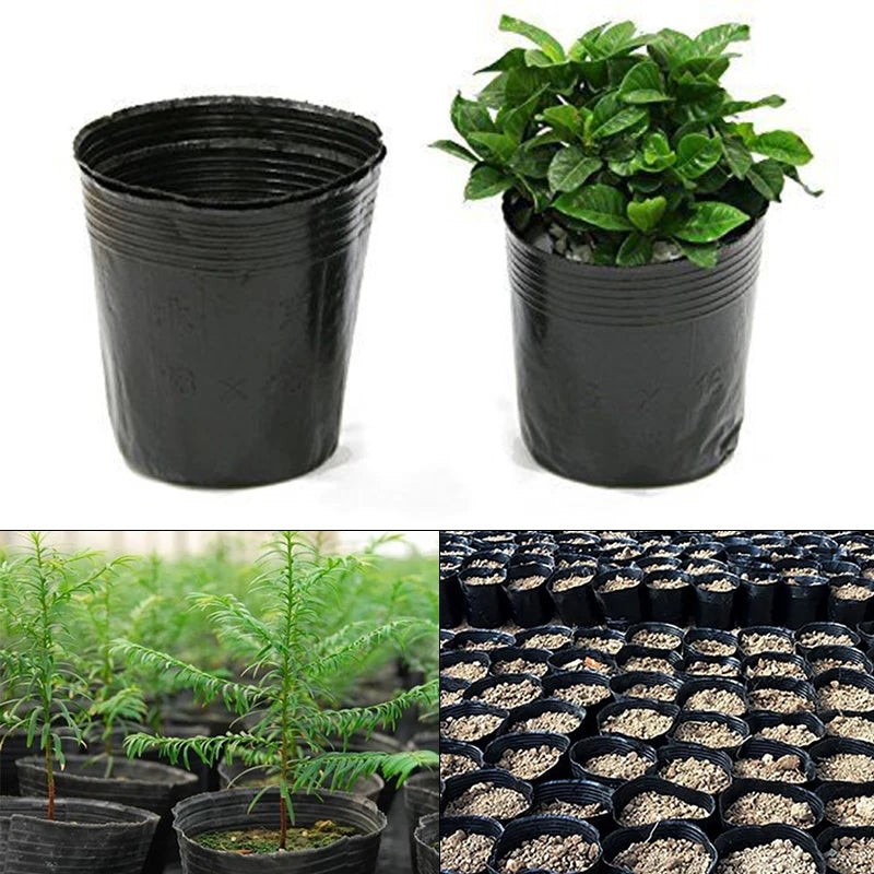 black plastic for plants 100pcs/set Household Garden Black Plastic Plant Nutrition Pots Practic – Buysmart-usa